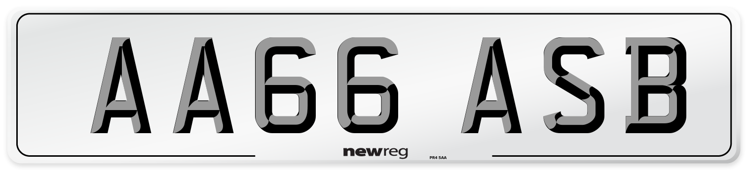 AA66 ASB Number Plate from New Reg